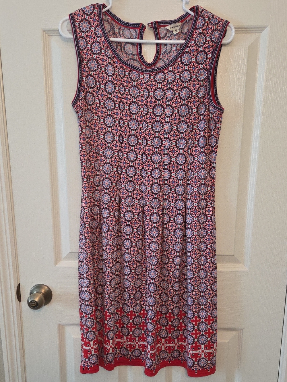 Max Studio Red White Blue Sleeveless Midi Dress Size Medium